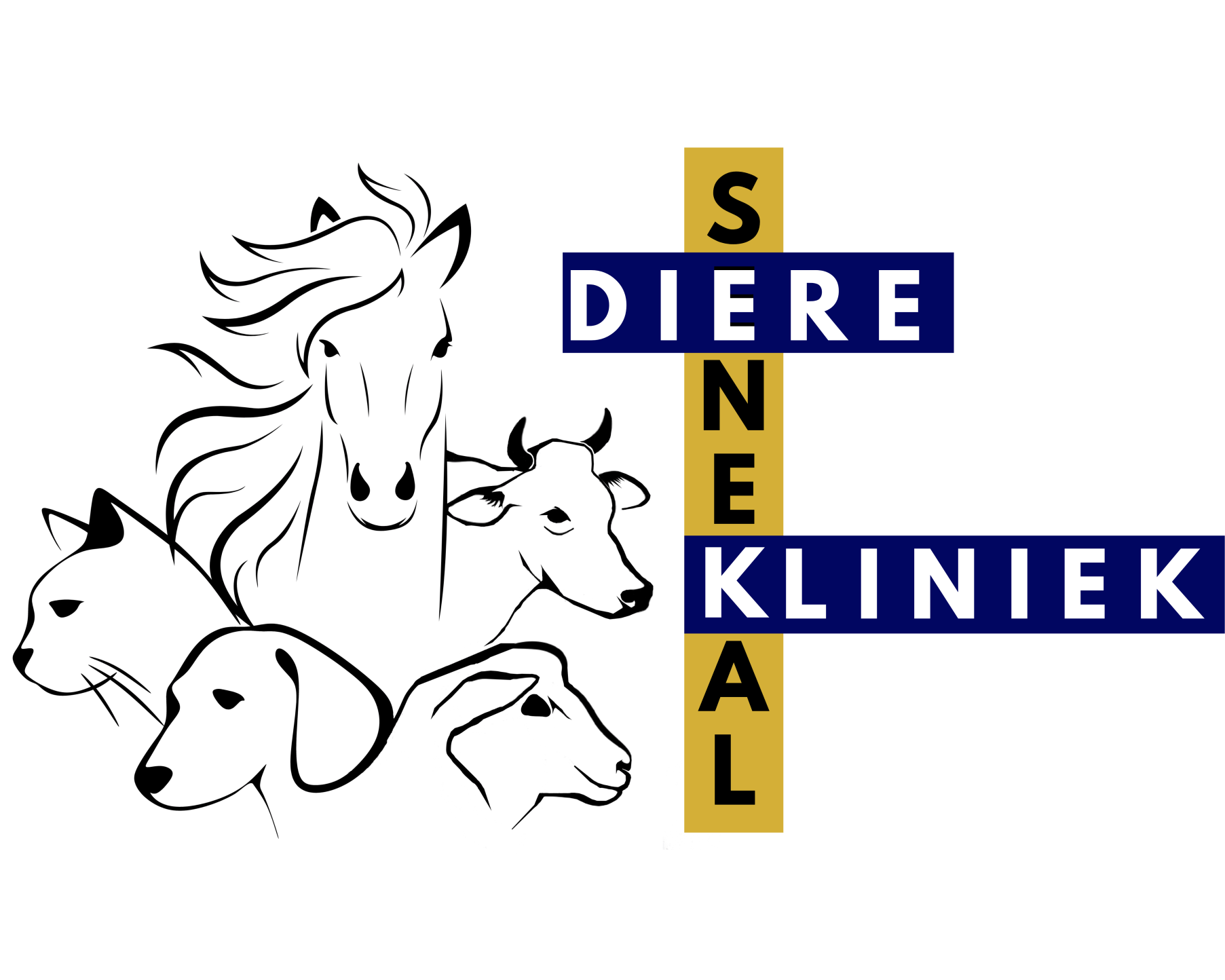 Senekal Diereklinkiek with their logo showing a horse, cat, dog, sheep and cattle
